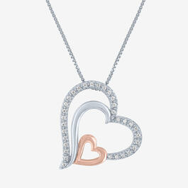 Nova Star&#40;R&#41; Pink Plated Silver Lab Grown Diamond Heart Necklace