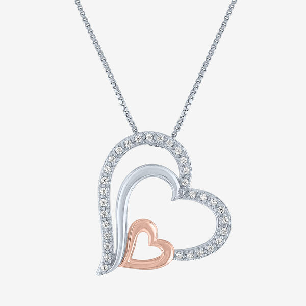 Nova Star&#40;R&#41; Pink Plated Silver Lab Grown Diamond Heart Necklace - image 