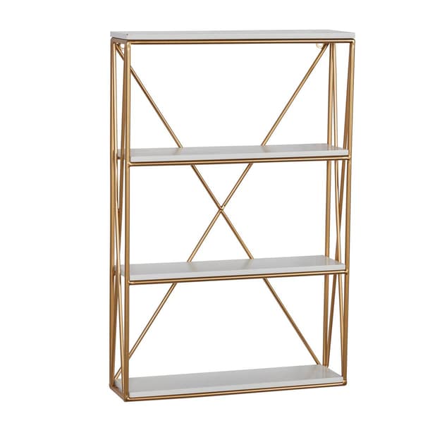 9th & Pike(R) Metal Wood Wall-Mounted Bookshelf