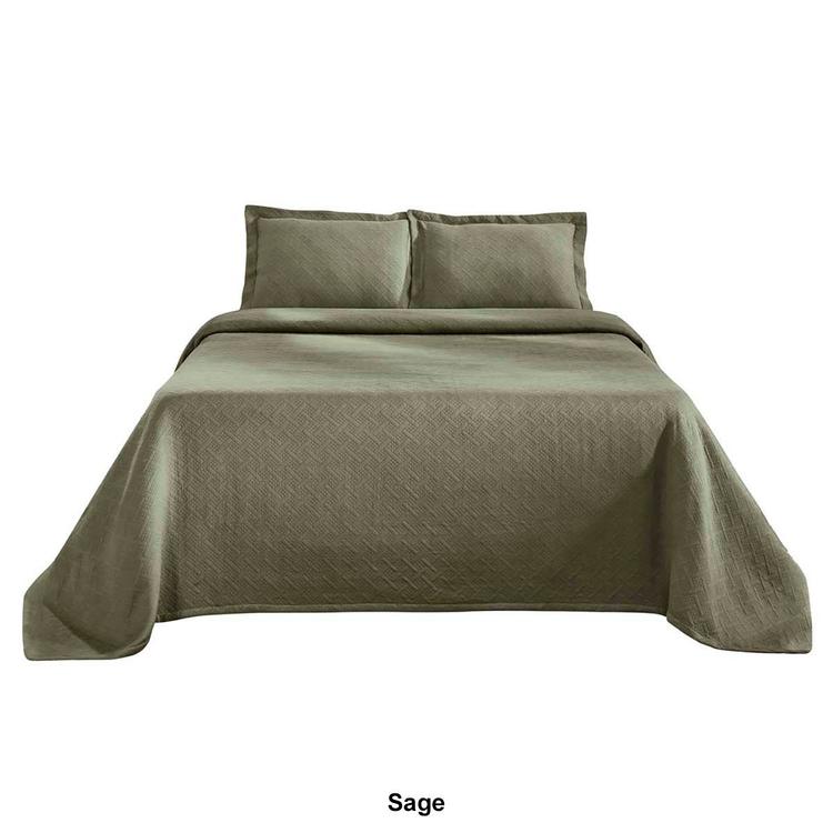 Superior Jacquard Matelassé Cotton Basketweave 3pc. Bedspread Set
