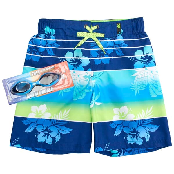 Boys &#40;8-20&#41; ZeroXposur Hibiscus Dream Swim Trunks with Goggles - image 