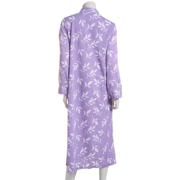 Womens Jasmine Rose Long Sleeve Leaves Blister Knit Zip Robe
