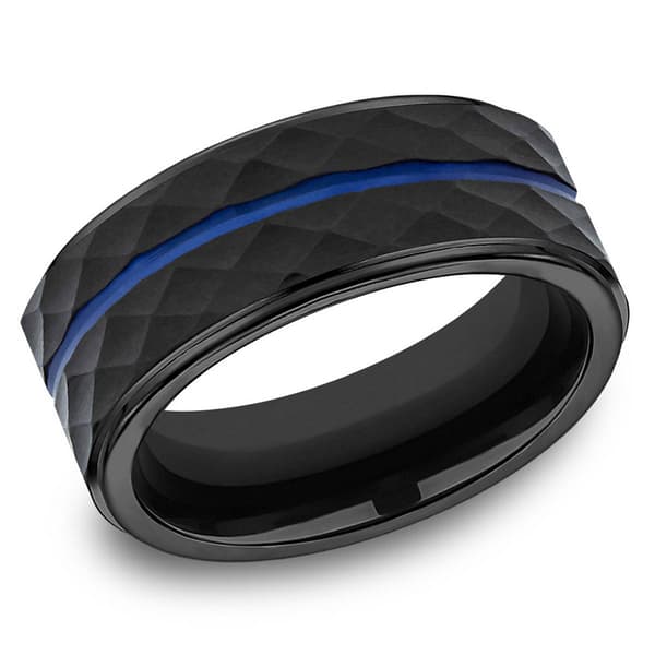 Mens Endless Affection(tm) 8mm Black Cobalt Faceted Band