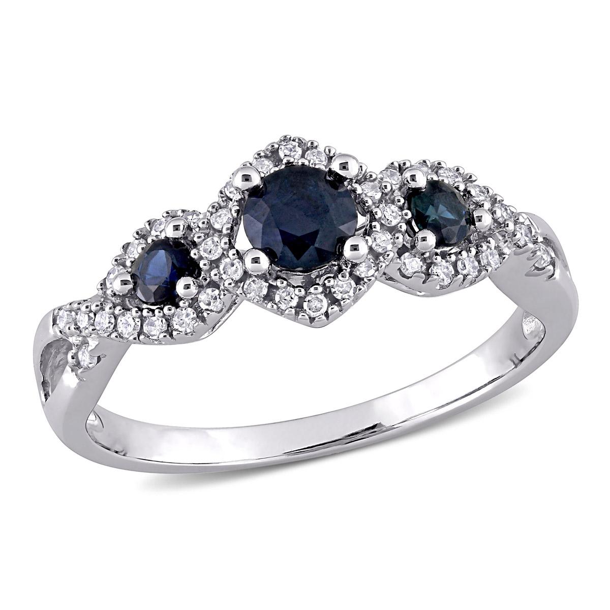 Gemstone Classics™ 10kt. White Gold Sapphire Halo Twist...