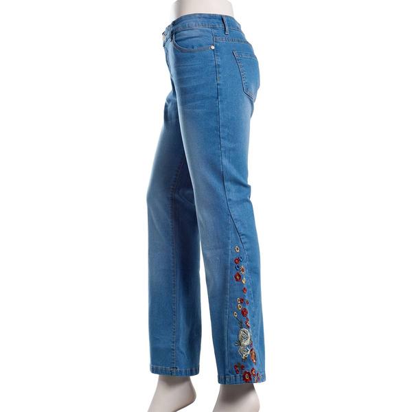 Womens Angels of Difference Floral Embroidery Midrise Jeans