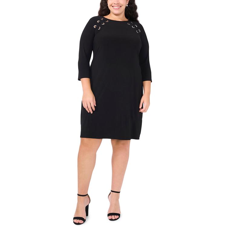 Petite MSK 3/4 Sleeve Laced Grommet Shift Dress