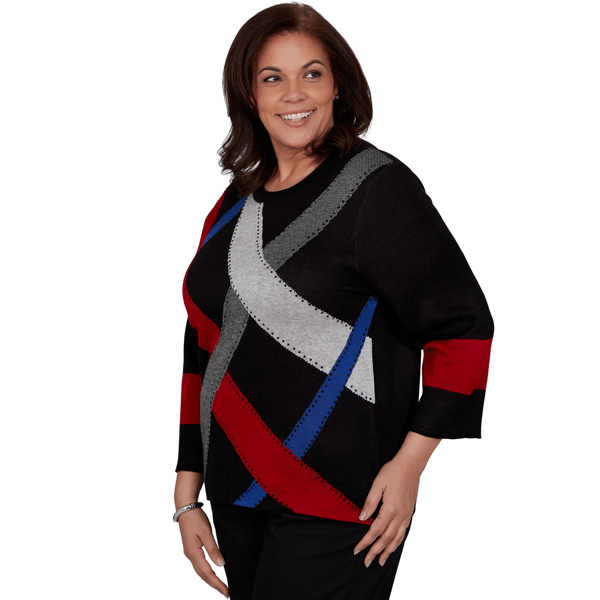 Plus Size Alfred Dunner Dinner Theater Color Block Sweater