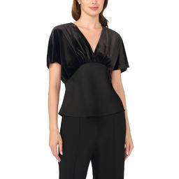 Womens MSK Dolman Sleeve Velvet V-Neck Top