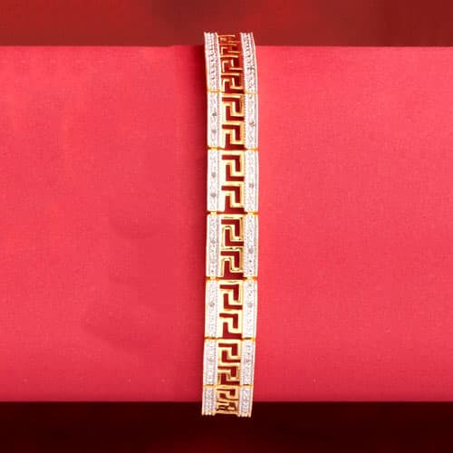 Gianni Argento Gold 1/4ctw. Diamond Accent Greek Key Bracelet - image 