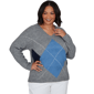 Plus Size Hearts of Palm Autumn Breeze V Neck Argyle Sweater - image 1