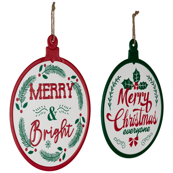 Northlight Merry & Bright Ornament Christmas Wall Signs Set of 2