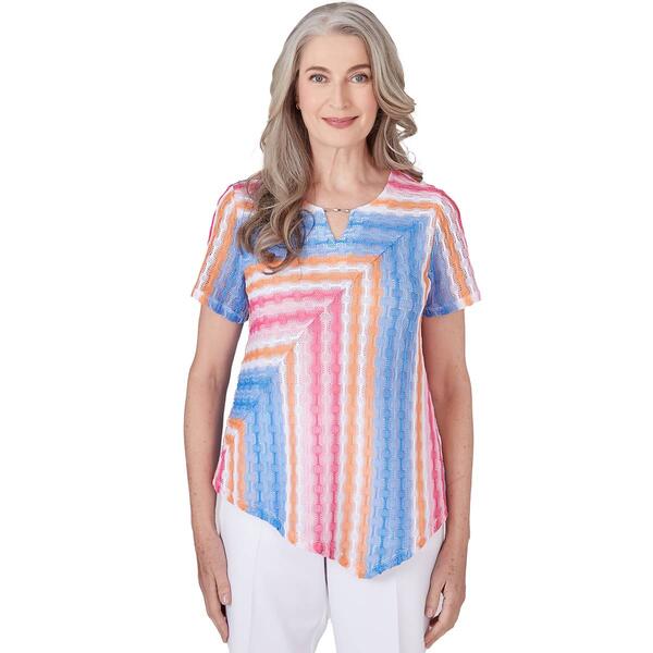 Petite Alfred Dunner Paradise Island Texture Spliced Stripe Top - image 
