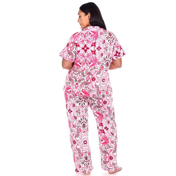 Plus Size White Mark 2pc. Short Sleeve Tropical Pajama Set