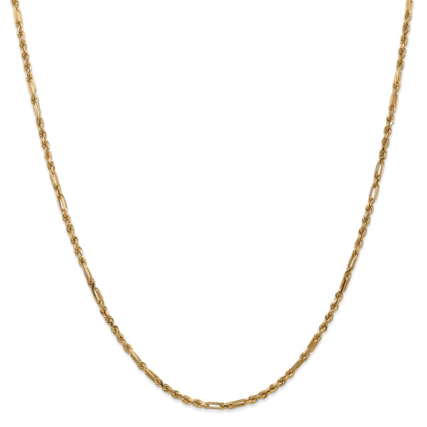 Unisex Gold Classics(tm) 2.5mm. 14k Diamond Cut Milano Rope Necklace - image 