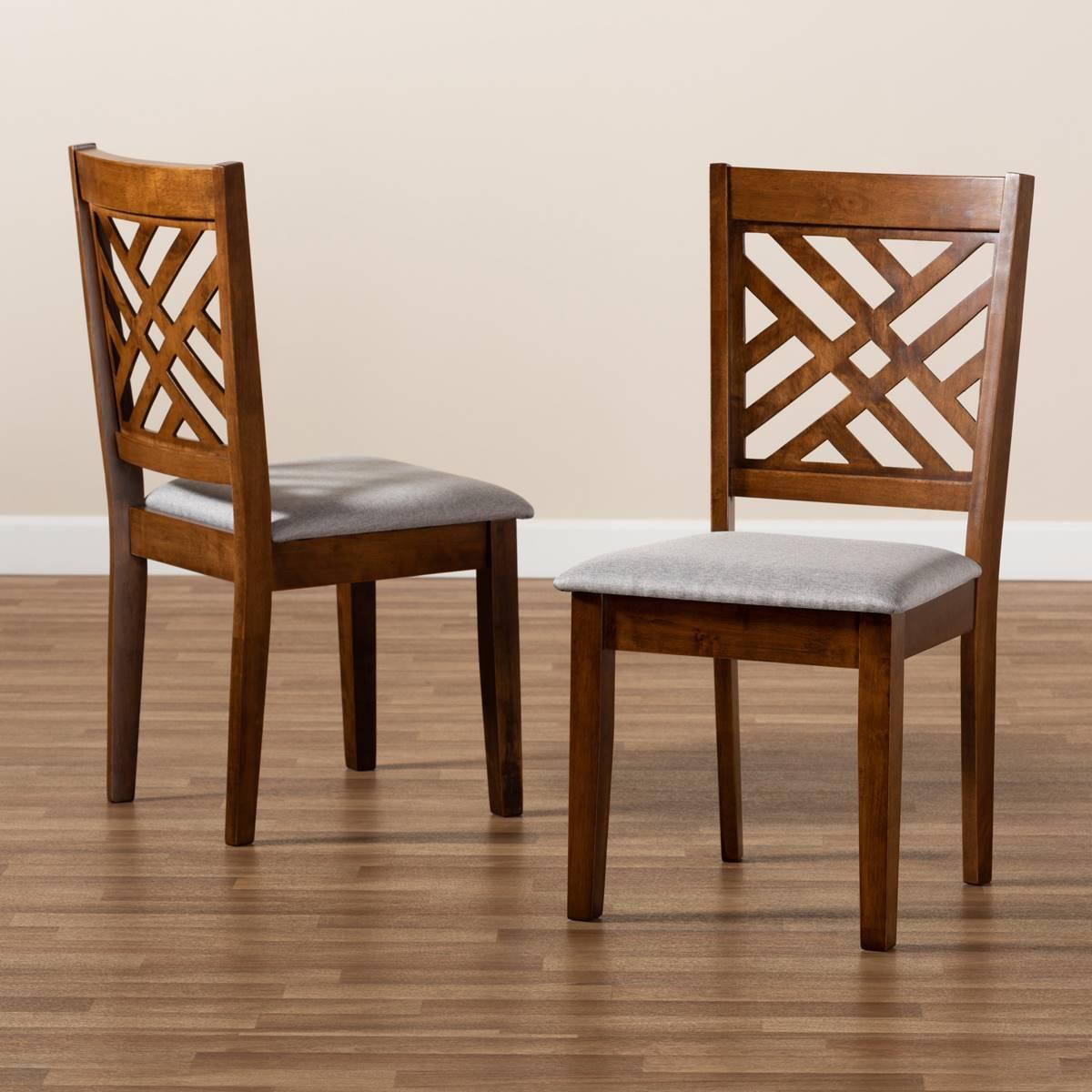 Baxton Studio Caron Grey/Walnut Brown Wood Dining Chairs-Set of 2