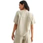 Womens CITY BLUES Short Sleeve Solid Linen Button Down Blouse - image 2