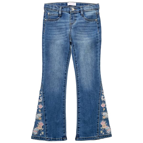 Girls (4-6x) Squeeze Flare w/ Pastel Butterfly Embroidery - image 