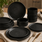 Sango Anderson Black Stoneware 12pc. Dinnerware Set Service for 4 - image 9