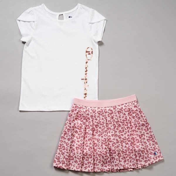 Girls (4-6x) Champion(R) Logo Tee & Leopard Skort Set