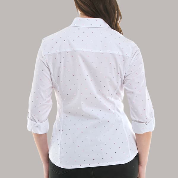 Womens Zac & Rachel 3/4 Sleeve Mini Hearts Casual Button Down