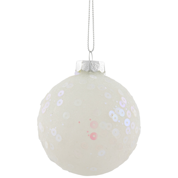 Northlight 4ct. Frosted Sequined Christmas Ball Glass Ornaments