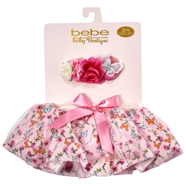 Baby Girl Bebe Butterfly Tutu w/ Floral Headband - image 