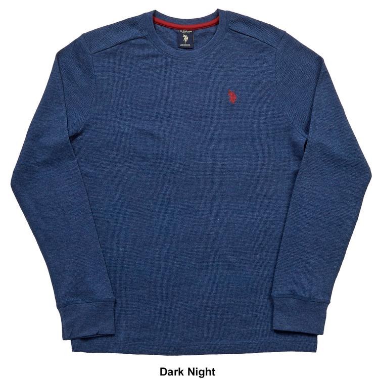 Mens U.S. Polo Assn.® Solid Crew Neck Waffle Knit Thermal