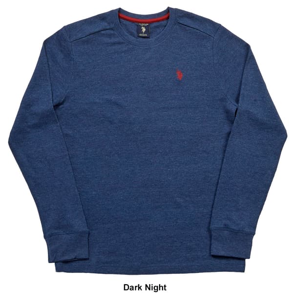 Mens U.S. Polo Assn.® Solid Crew Neck Waffle Knit Thermal