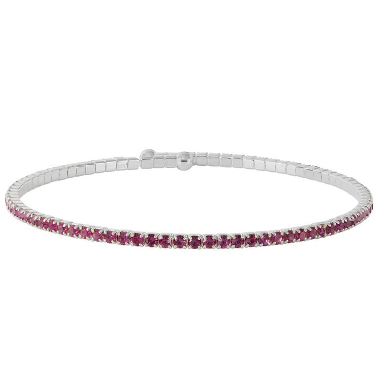 Athra Fine Silver Plated & Dark Purple Crystal Coil Bracelet