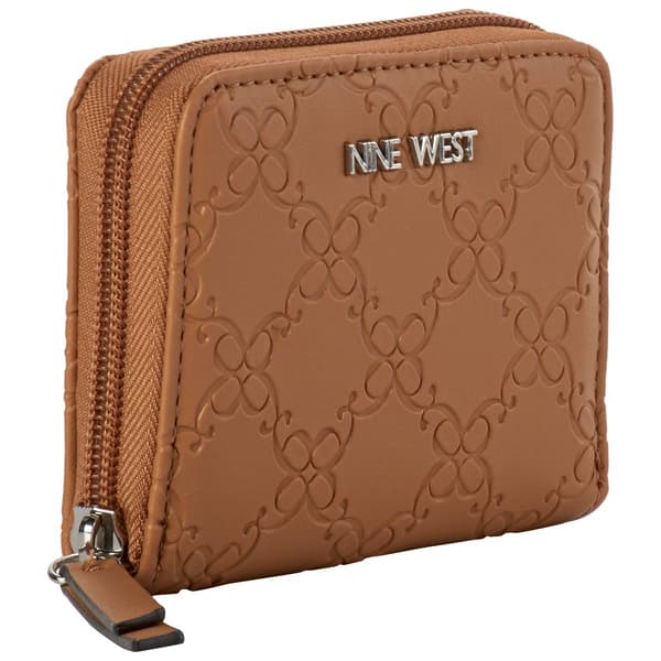 Womens Nine West Norah Zip Around Wallet - Dark Camel