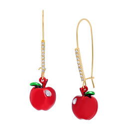 Betsey Johnson Red Apple Drop Long Ear Wire Earrings
