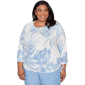 Plus Size Alfred Dunner Caribbean Blues Monotone Dramatic Floral - image 1