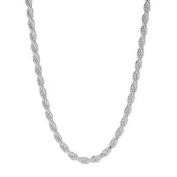 22in. Sterling Silver Polished Rope Chain Necklace