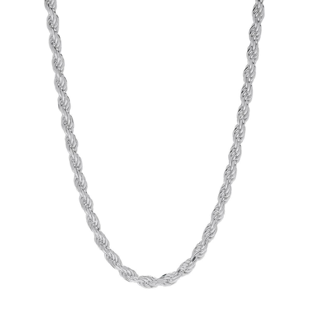 22in. Sterling Silver Polished Rope Chain Necklace