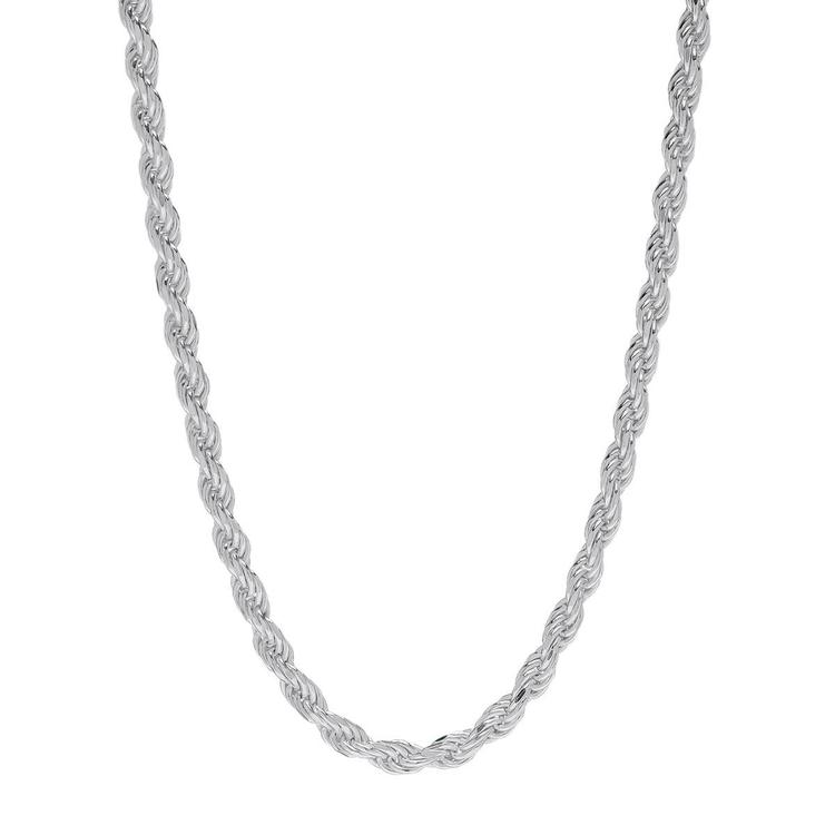 22in. Sterling Silver Polished Rope Chain Necklace