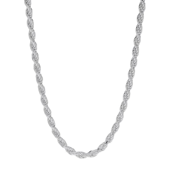 22in. Sterling Silver Polished Rope Chain Necklace - image 