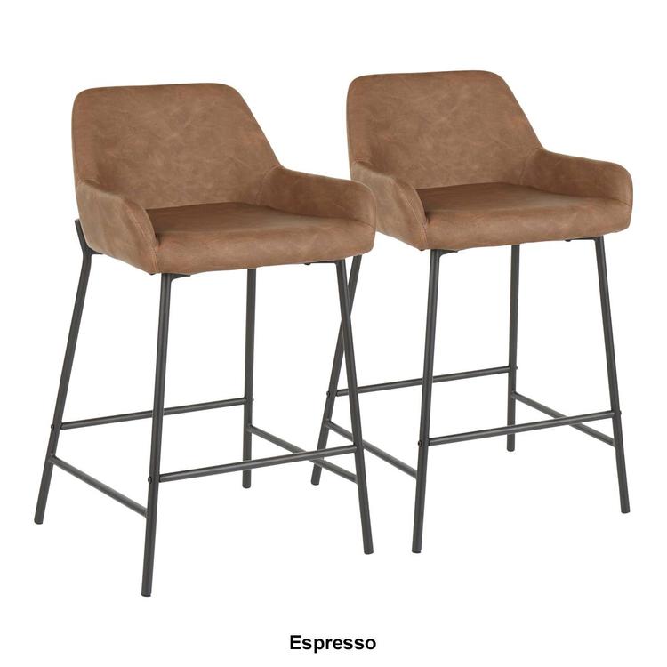LumiSource Daniella Industrial Counter Stools - Set of 2