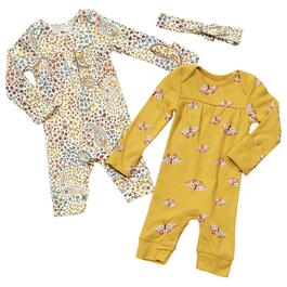 Baby Girl &#40;NB-9M&#41; Carter's&#40;R&#41; 2pk. Floral Jumpsuits & Headband
