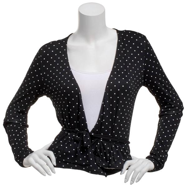 Juniors No Comment Jersey Surplice Neck Tie Back Top - Dots - image 