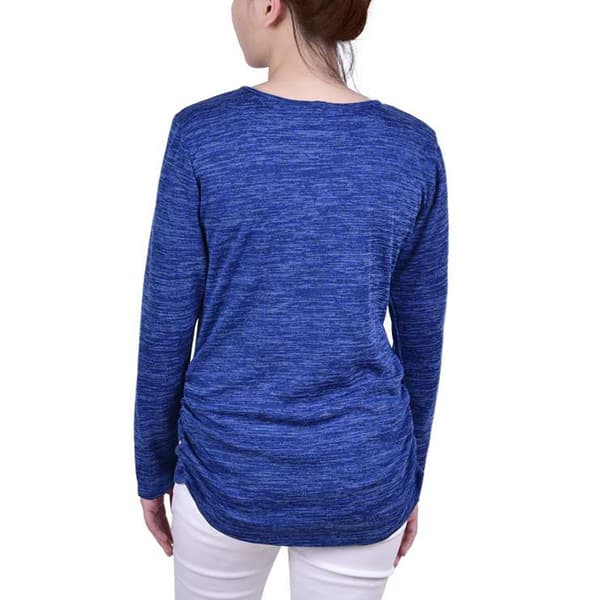 P/H 8/25 Petite NY Collection Long Sleeve Lace Up Shoulder Top