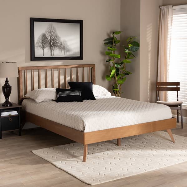 Baxton Studio Toru Ash Walnut Wood Full-Size Platform Bed