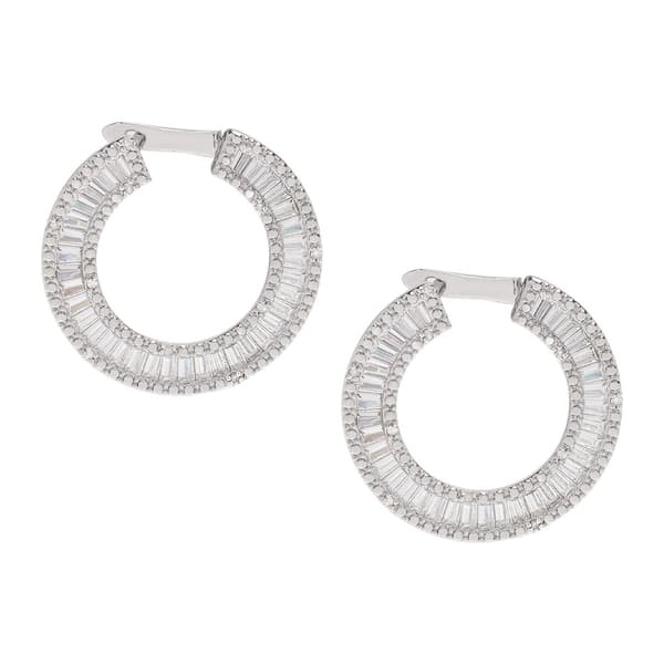 Gianni Argento Cubic Zirconia Baguette Hoop Earrings - image 
