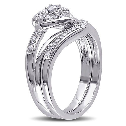 Loveblooms&#8482; Sterling Silver Diamonds Bridal Ring Set