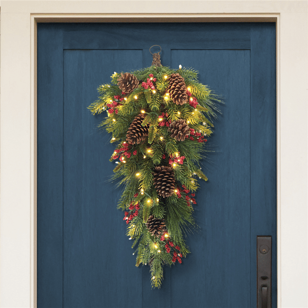 Puleo International Pre-Lit Banister Swag with Pinecone & Berries