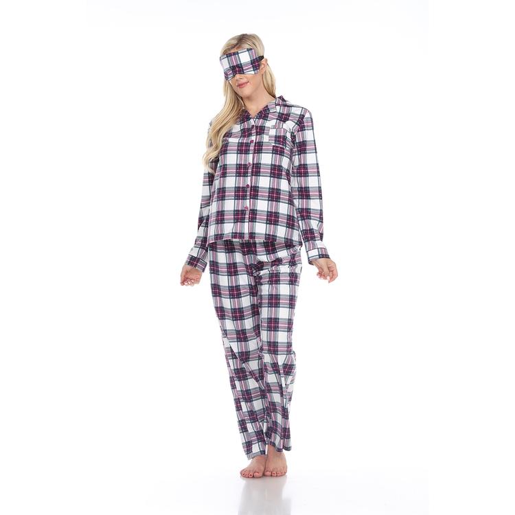 Womens White Mark 3 pc. Plaid Pajama Set