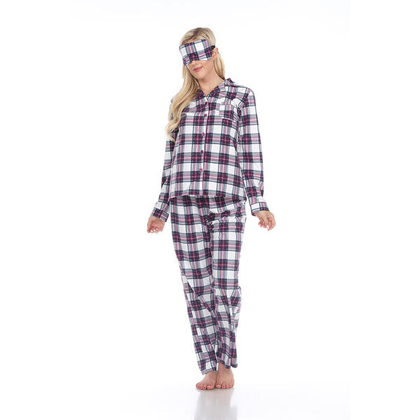 Womens White Mark 3 pc. Plaid Pajama Set - image 