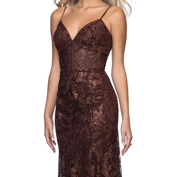 Juniors Blondie Nites Glitter Lace-Up Sheath Dress