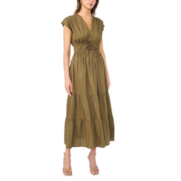 Womens Cece Short Sleeve V Neck Poplin Maxi