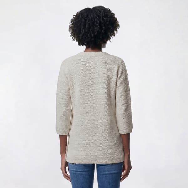 Womens Robert Louis 3/4 Sleeve Round Neck Side Button Sweater