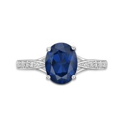 Sterling Silver Ring w/ Created Sapphire & White Topaz